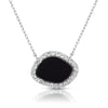 black onyx necklace with white sapphire accents set in sterling silver