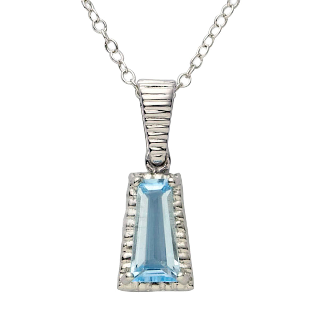 Epinki 18K Gold Blue Topaz Necklace - 1.9ct Rectangular Natural Topaz, Wedding Gift For Women