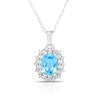 photo of blue topaz surrounded by genuine white topaz pendant