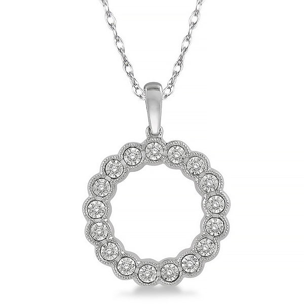 .15twt round diamonds set in 10k photo of diamond circle necklace, white gold diamond cut miracle settings