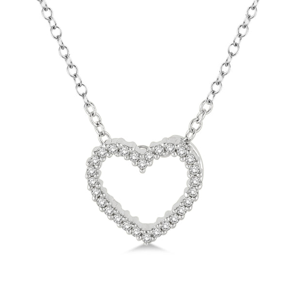 14k White Gold Diamond Heart Necklace 001-165-01205, Dickinson Jewelers