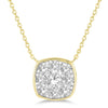 photo of diamond necklace, .50twt round brilliant cut diamonds set in a mosaic pattern set in 14K yellow gold
