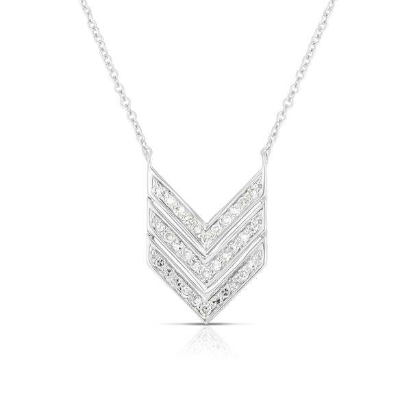 photo of V pendant, .15twt round diamonds set in sterling silver on a cable chain