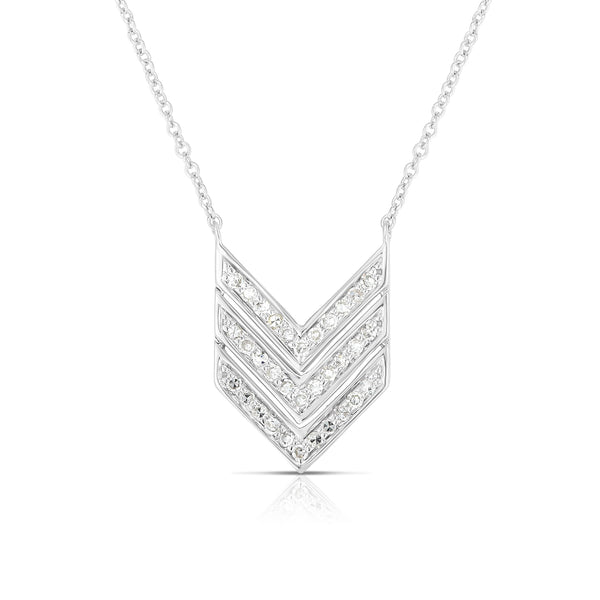 photo of V pendant, .15twt round diamonds set in sterling silver on a cable chain