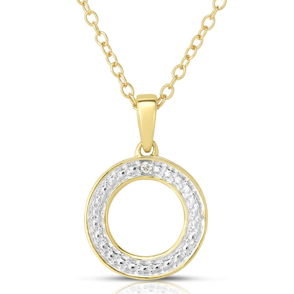 Roberto Coin Tiny Treasures Necklace, Open Diamond Circle, Yellow Gold  000978AYCHX0