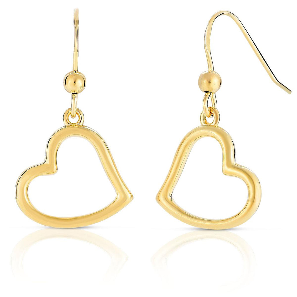 gold floating heart earrings