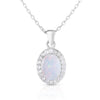 oval opal and white topaz necklace