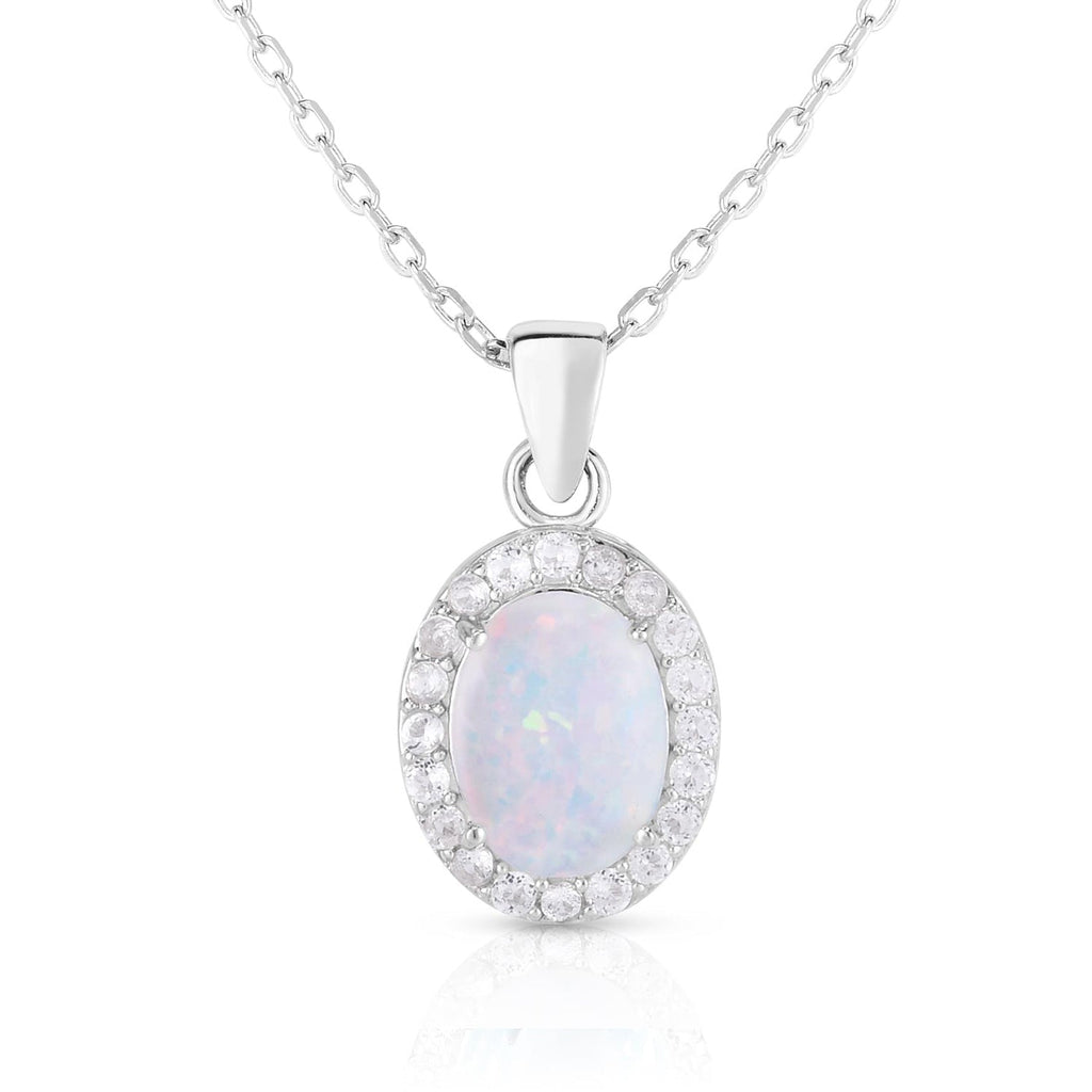 oval opal and white topaz necklace