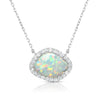 opal necklace with white sapphire accents set in sterling silver
