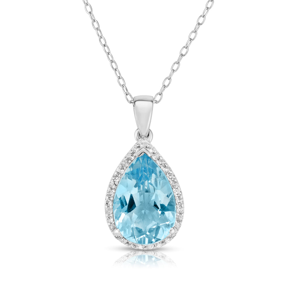 Pear-shaped Blue Topaz Necklace