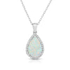 pear-shaped opal necklace surrounded by the brilliance of white sapphire accents