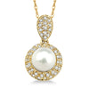photo of .25twt round diamonds and a 6mm cultured pearl pendant, 14k yellow gold, 18