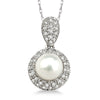 photo of .25twt round diamonds and a 6mm cultured pearl pendant, 14k white gold, 18