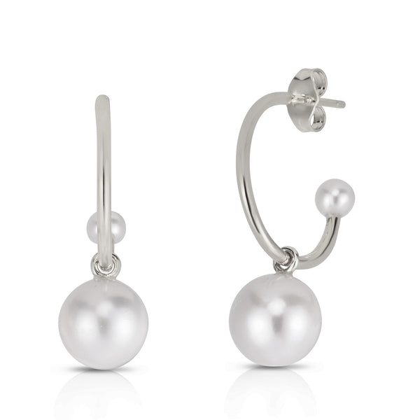 Pearl Dangle Hoop Earrings