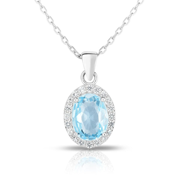 oval blue and white topaz necklace