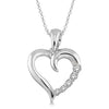 photo of diamond heart pendant, .03twt round diamonds set in sterling silver- suspended from an 18" cable chain